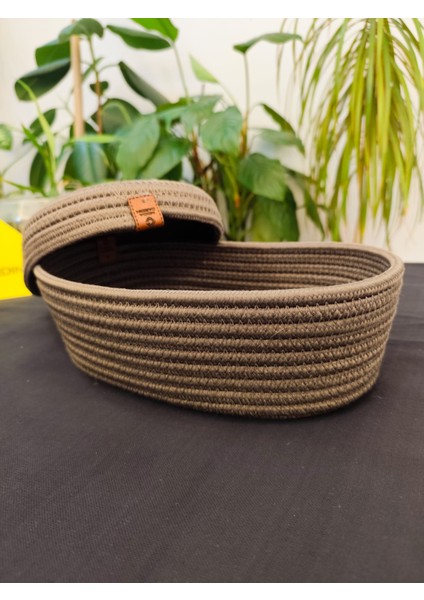 Jüt Hasır Sepet Oval Kapaklı Organizer 30 x 20 fırsatları