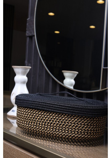 Jüt Hasır Sepet Oval Kapaklı Organizer 30 x 20 fiyatları