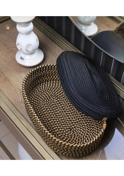Jüt Hasır Sepet Oval Kapaklı Organizer 30 x 20 modelleri