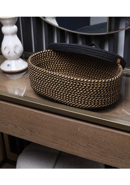 Jüt Hasır Sepet Oval Kapaklı Organizer 30 x 20 fırsatları