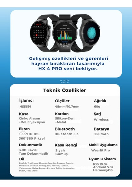 Watch 4 Pro Klasik Akıllı Saat Apple iPhone ve Android Tüm Telefonlara Uyumlu