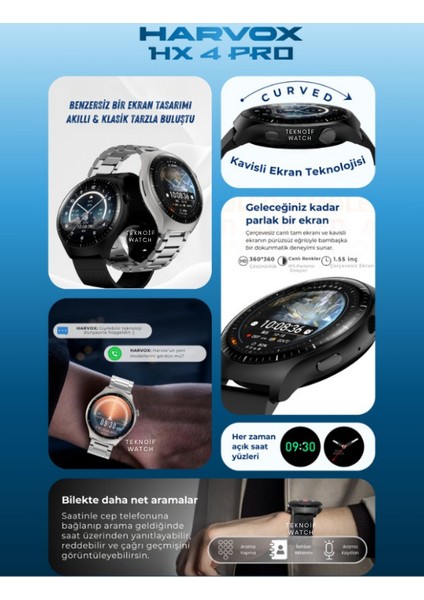 Watch 4 Pro Klasik Akıllı Saat Apple iPhone ve Android Tüm Telefonlara Uyumlu