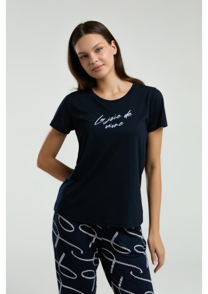 Büyük Beden Kadın Lacivert Pijama Takım modelleri