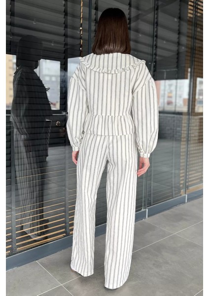 Kadın Bebe Yaka Ön Bağlamalı Bluz Pantolon Ikili Takım modelleri