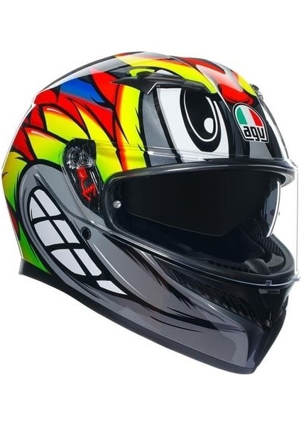 K3 Birdy 2.0 Grey Yellow Red Kapalı Kask