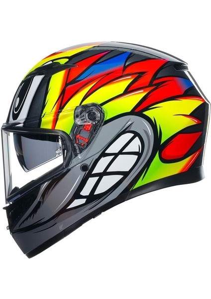 K3 Birdy 2.0 Grey Yellow Red Kapalı Kask