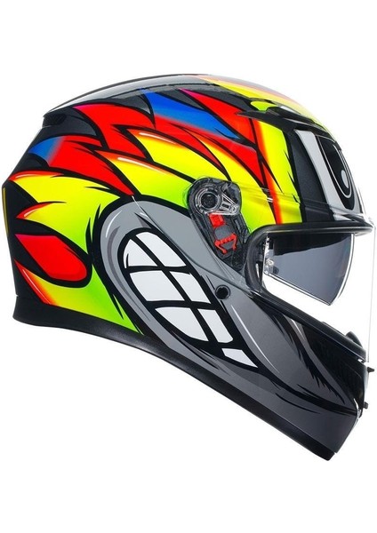 K3 Birdy 2.0 Grey Yellow Red Kapalı Kask