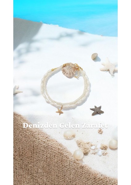 2 Li Incili Ortası Deniz Yıldızlı Halhal