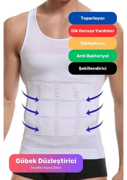Premium Erkek Atlet Korse Bel Göğüs Dik Duruş Jinekomasti Toparlayıcı Extra Göbek