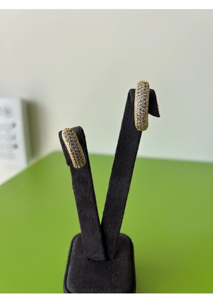 Taş Işlemeli Oval Form Çelik Küpe fiyatları