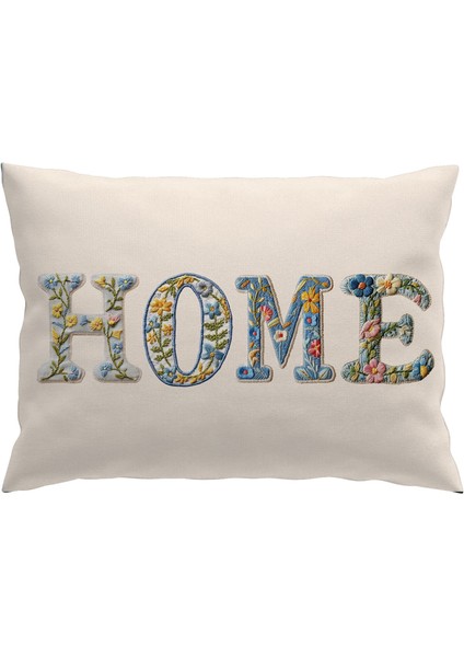 Çift Taraflı Dijital Baskı Kırlent Kılıfı Nakış Desenli Yazılı