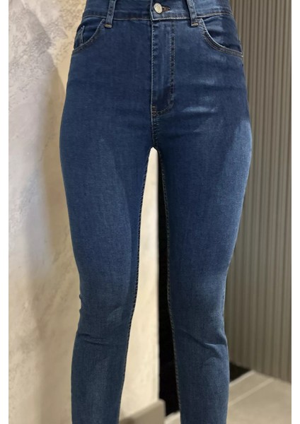 Kadın Likralı Jean Kot Pantolon