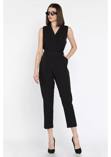 Kemerli Kruvaze Yaka Sıfır Kol Kadın Tulum fiyatları