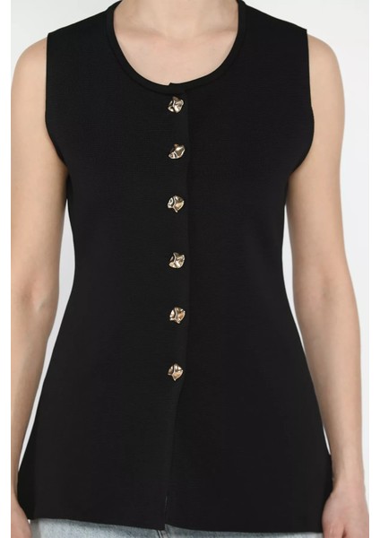 Kadın Bisiklet Yaka Düğmeli Triko Yelek (S-M-L Beden Uyumludur) fırsatları