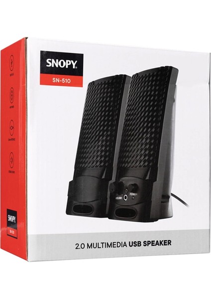 Snopy SN-510 3 Watt USB 2.0 Siyah 1+1 Speaker