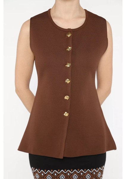 Kadın Bisiklet Yaka Düğmeli Triko Yelek (S-M-L Beden Uyumludur) fırsatları