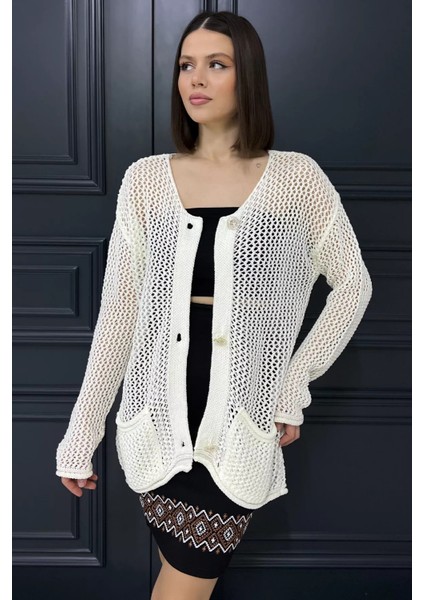 Düğme Detaylı Ajurlu Kadın Triko Hırka fiyatları