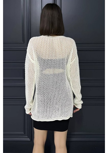 Düğme Detaylı Ajurlu Kadın Triko Hırka modelleri