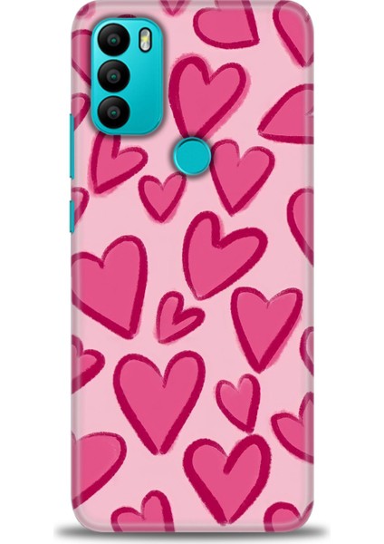 General Mobile Gm 21 Plus Kılıf Hd Baskılı - Pembe Kalp