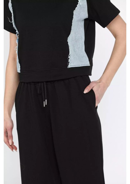 Kadın Kot Garnili Püsküllü Tişört Pantolon Ikili Takım fırsatları