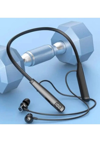 Y10 Sporcu Bluetooth Kulaklık LCD Şarj Göstergeli Boyun Bantlı Kulaklık