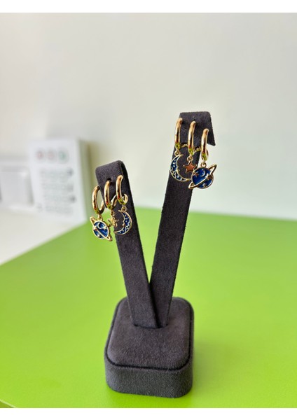 Gezegen, Ay ve Yıldız Figürlü 3’lü Halka Çelik Küpe fiyatları