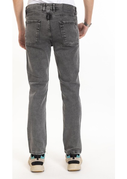 Erkek Denim Regular Fit Rahat Kalp Normal Bel Düz Paça Dört Mevsim Likralı Kot Pantolon 95505-GRI fırsatları