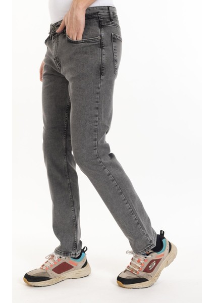 Erkek Denim Regular Fit Rahat Kalp Normal Bel Düz Paça Dört Mevsim Likralı Kot Pantolon 95505-GRI indirimleri