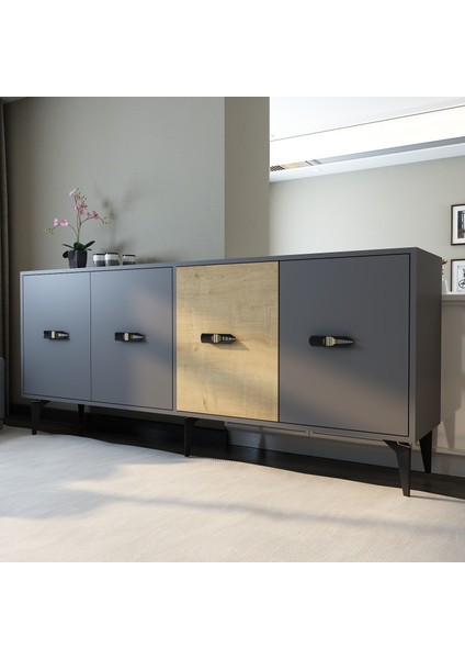 Melon Konsol Tv Sehpası Çok Amaçlı Dolap 180 cm Antrasit Meşe fiyatları