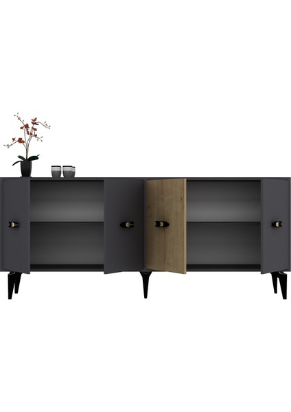 Melon Konsol Tv Sehpası Çok Amaçlı Dolap 180 cm Antrasit Meşe fırsatları