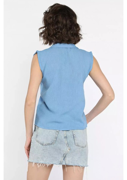 Nakışlı Kolsuz Kadın Keten Gömlek modelleri