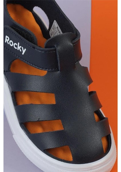 Lacivert Cırtlı Esnek Kaucuk Tabanlı Tam Ortapedik Dayanıklı Sneaker Çocuk Spor Sandalet modelleri