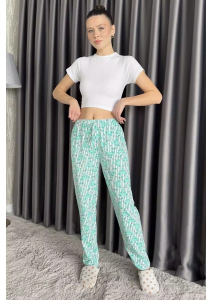 Desenli Bel Lastikli Kadın Pijama Altı