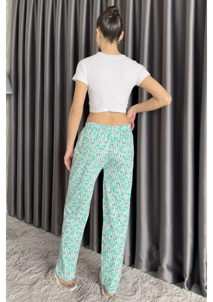 Desenli Bel Lastikli Kadın Pijama Altı modelleri