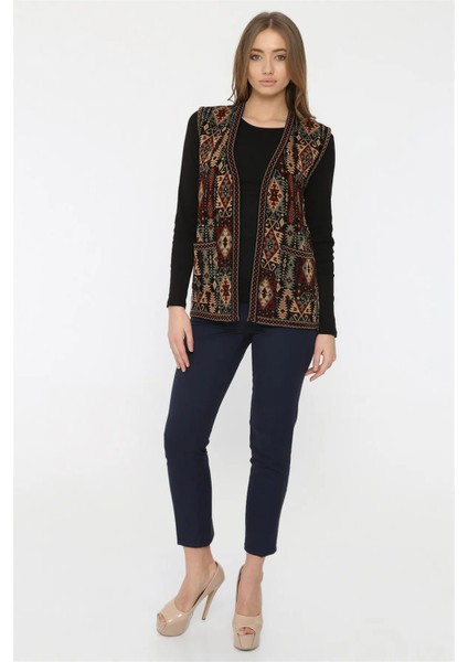 Kadın Etnik Desen Klasik Triko Örgü Kilim Anne Yelek 1052 fırsatları