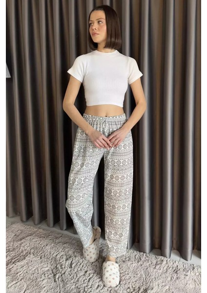 Kadın Bel Lastikli Desenli Alt Pijama