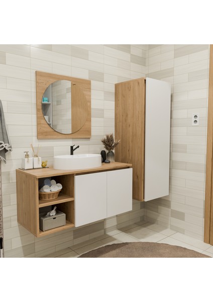 Rona 100 cm Banyo Dolabı Takımı - Ayna, Lavabo, Alt Dolap ve Boy Dolap Dahil fiyatları