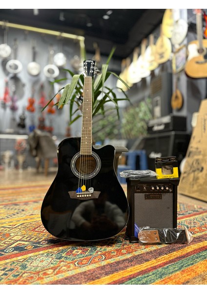 Elektro Akustik Gitar Seti(Gitar-Kılıf-Amfi-Pena-Kablo-Askı-Kapo)