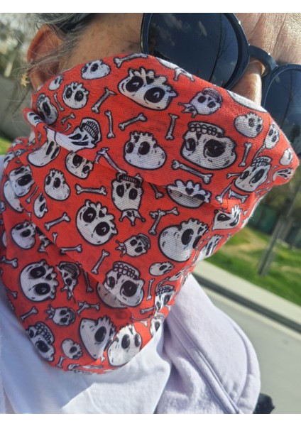 Kemik Kurukafa Baskılı Likralı Maske Buff Bandana