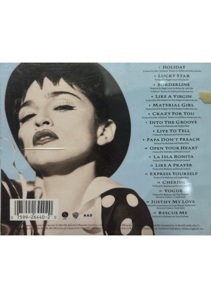 Dikkat Dikkat CD CD Madonna – The Immaculate Collection 1990 Baskı CD