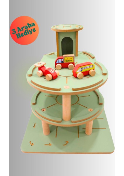 Ahşap Katlı Otopark Garaj Oyuncak 3 Araba Hediyeli modelleri