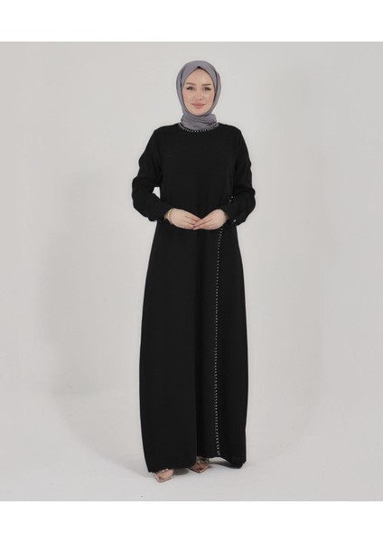 Gözdem Kadın Büyük Beden Krep Kumaş Taş Işlemeli Abiye Elbise