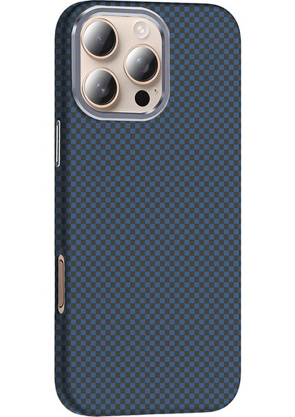 Apple iPhone 16 Pro Kılıf Magsafe Şarj Özellikli Karbon Fiber Görünümlü App Gros Kapak - Siyah-Lacivert indirimleri