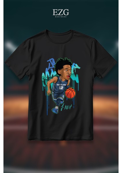 Ja Morant Model T-Shirt Unisex %100 Pamuklu Rahat Regular Baskı Tişört
