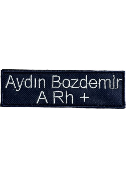 Kişiye Özel Isim Soyisim Kan Grubu Lacivert Renk Nakış Işleme Cırtlı 3 Adet