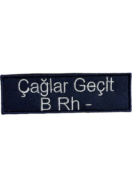 Kişiye Özel Isim Soyisim Kan Grubu Lacivert Renk Nakış Işleme Cırtlı 3 Adet