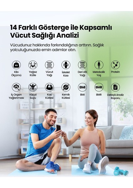 RBS6000 Segmental Akıllı Vücut Analiz Tartısı – 8 Elektrotlu Multi-Bıa, Yağ, Sıvı, Kas Ölçer