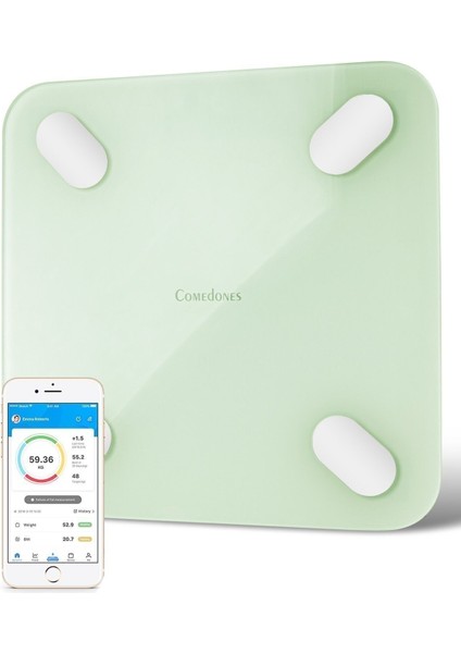 Yağ Ölçer Fonksiyonlu Baskül Akıllı Bluetooth Tartı - Uygulama ile Kontrol ( 30X30 cm )