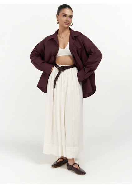 Josie Oversize Bordo Gömlek
