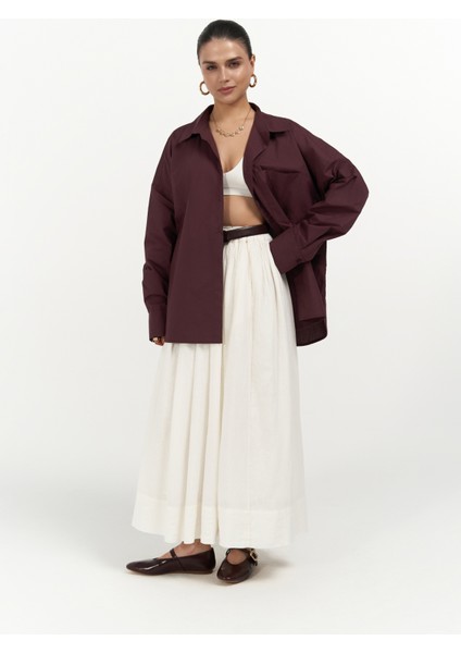 Josie Oversize Bordo Gömlek